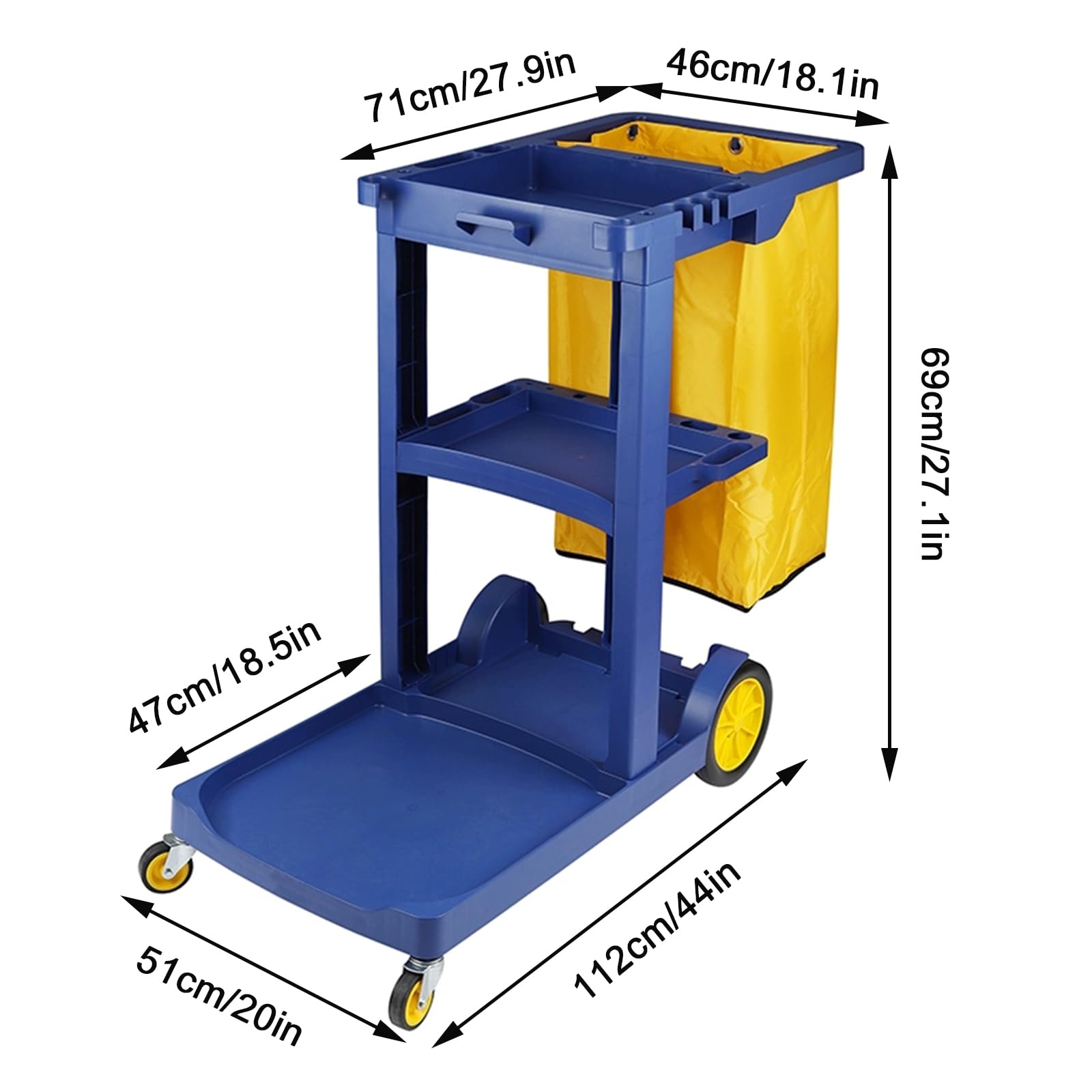 Carro de Limpieza Profesional Multifuncional,Trolleys Móviles,Cubo de fregado Profesional, Carro de limpieza viaria,para hotel, gastronomía, limpiador de edificios(Package A,Blue)