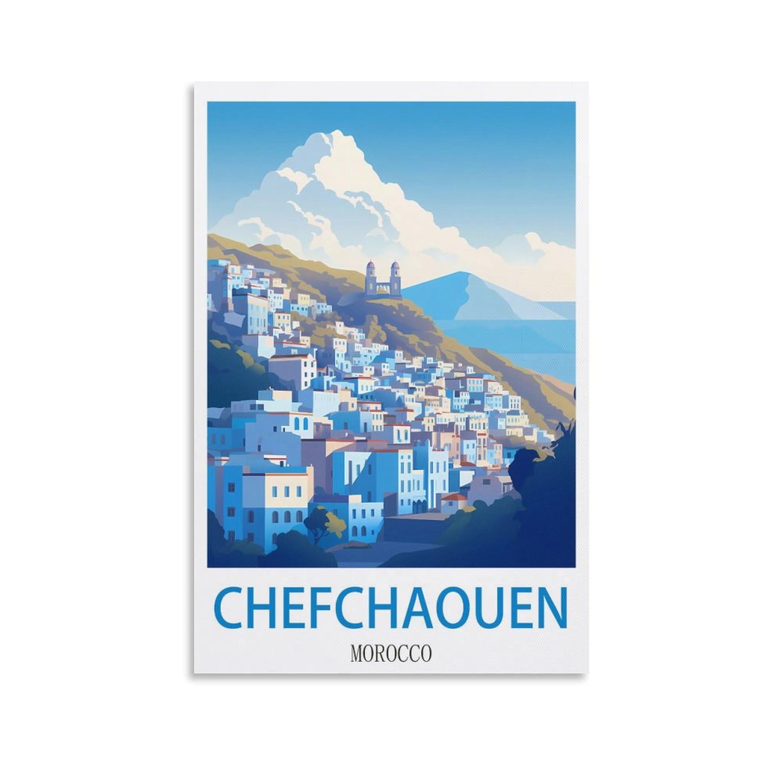 Ndoud Unframe-Style Chefchaouen Morocco Vintage Travel Posters 08X12inch(20X30cm) Wall Art Picture Print Canvas Painting For Living Room Home Decor