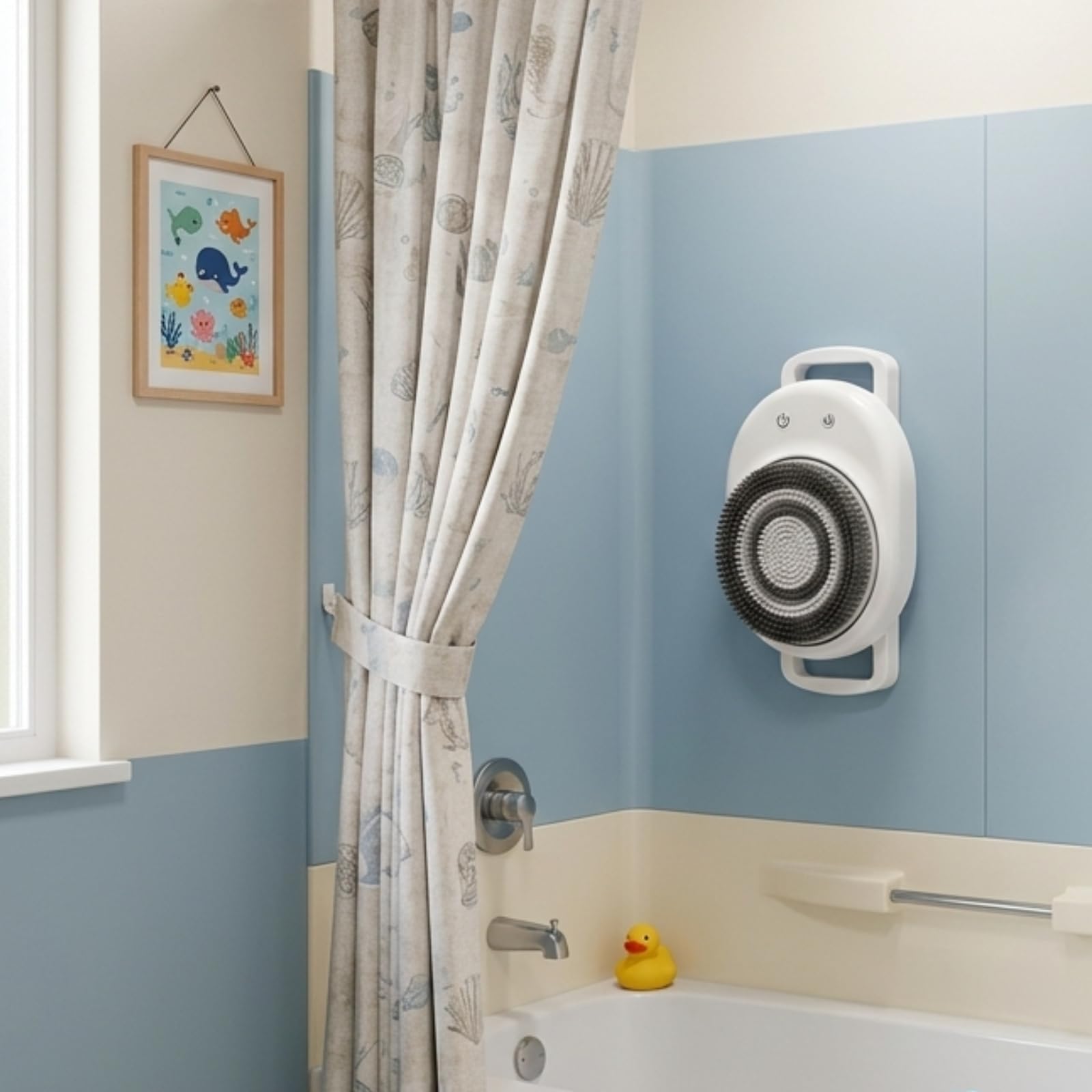 Limpiador Espalda con Soporte Pared Inalámbrico Cepillo Ducha Pared Suave Cepillo Ducha Eléctrico para Adultos