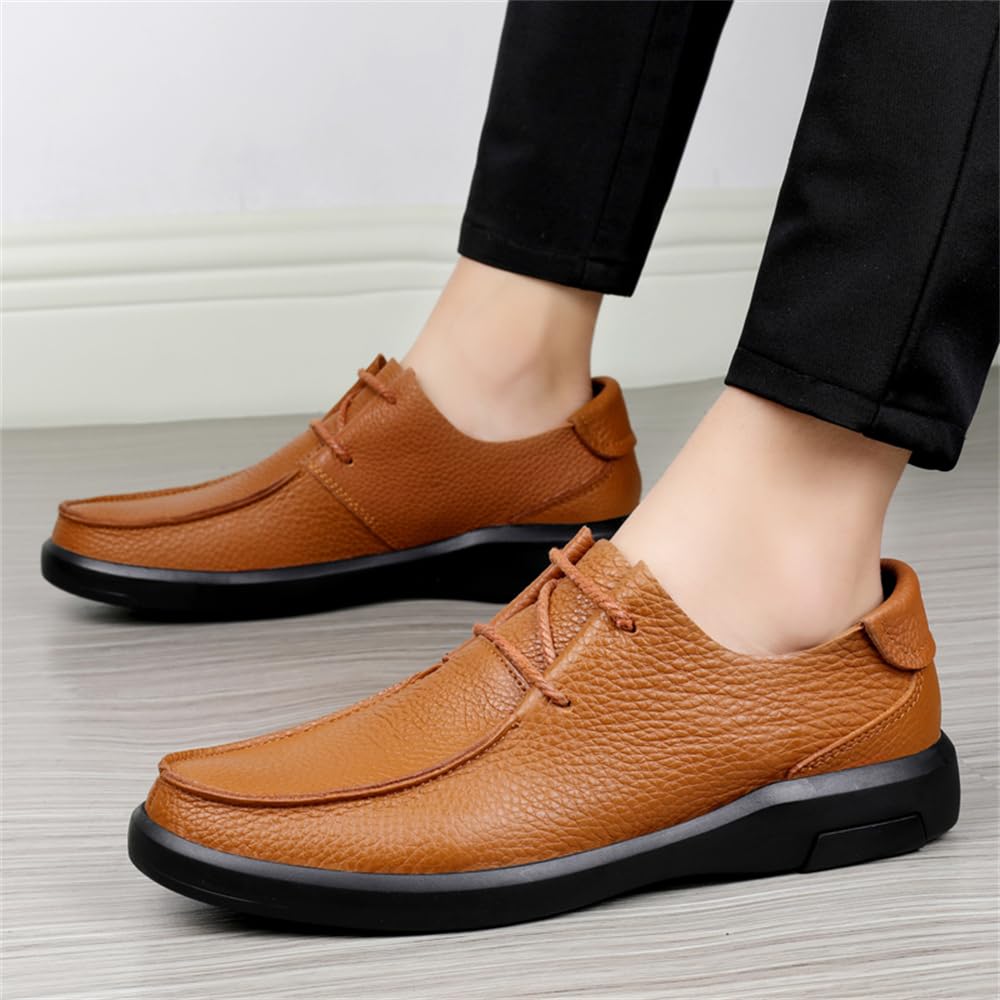 Zapatos de vestir para hombre, mocasines de piel auténtica, cómodos, informales, de negocios, zapatos planos