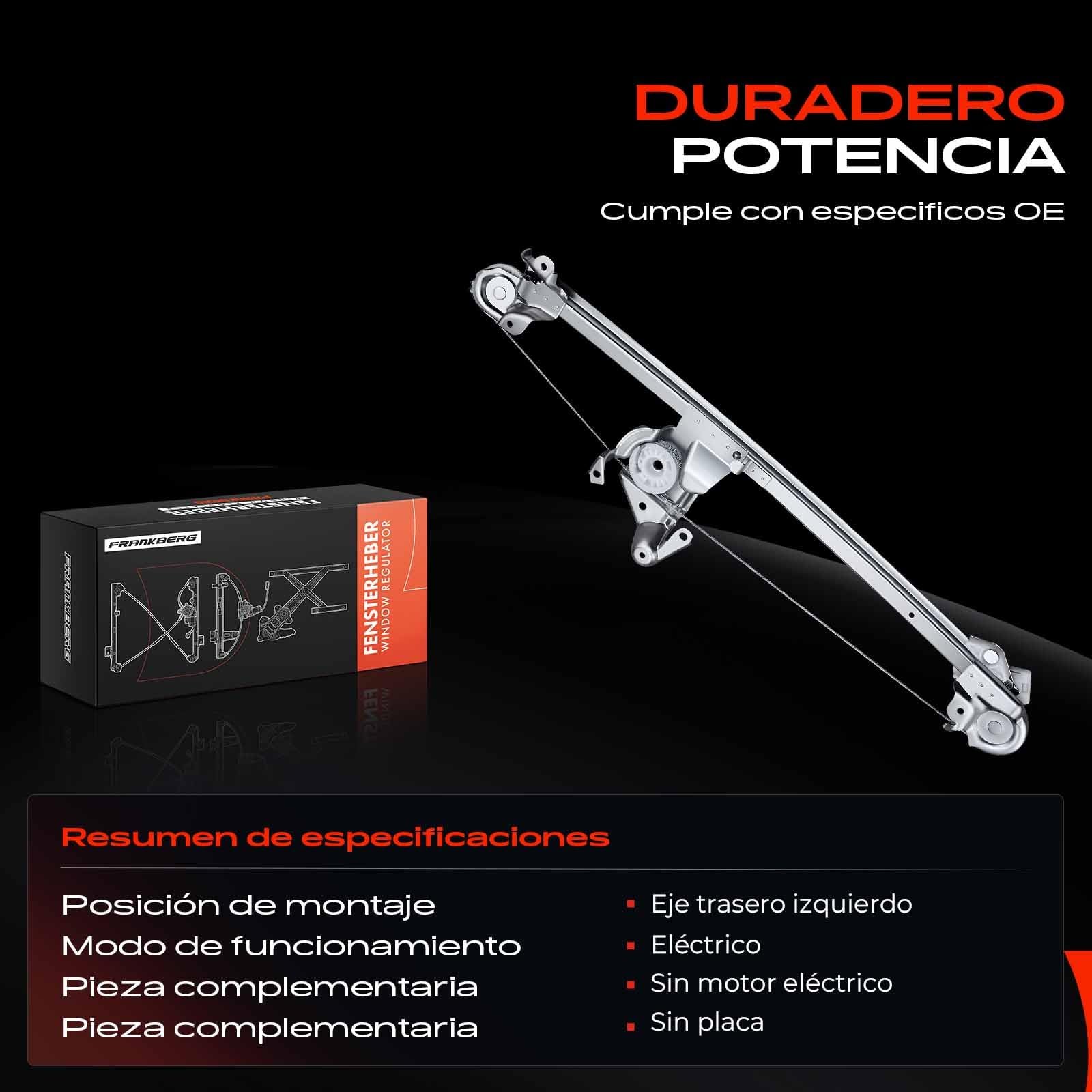 Frankberg Elevalunas Mecanismo elevalunas Eléctrico sin Motor Parte trasera izquierda Sin placa 4/5-Puerta Compatible con Clase E W210 Clase E T-Model S210 Replace# 2107301546