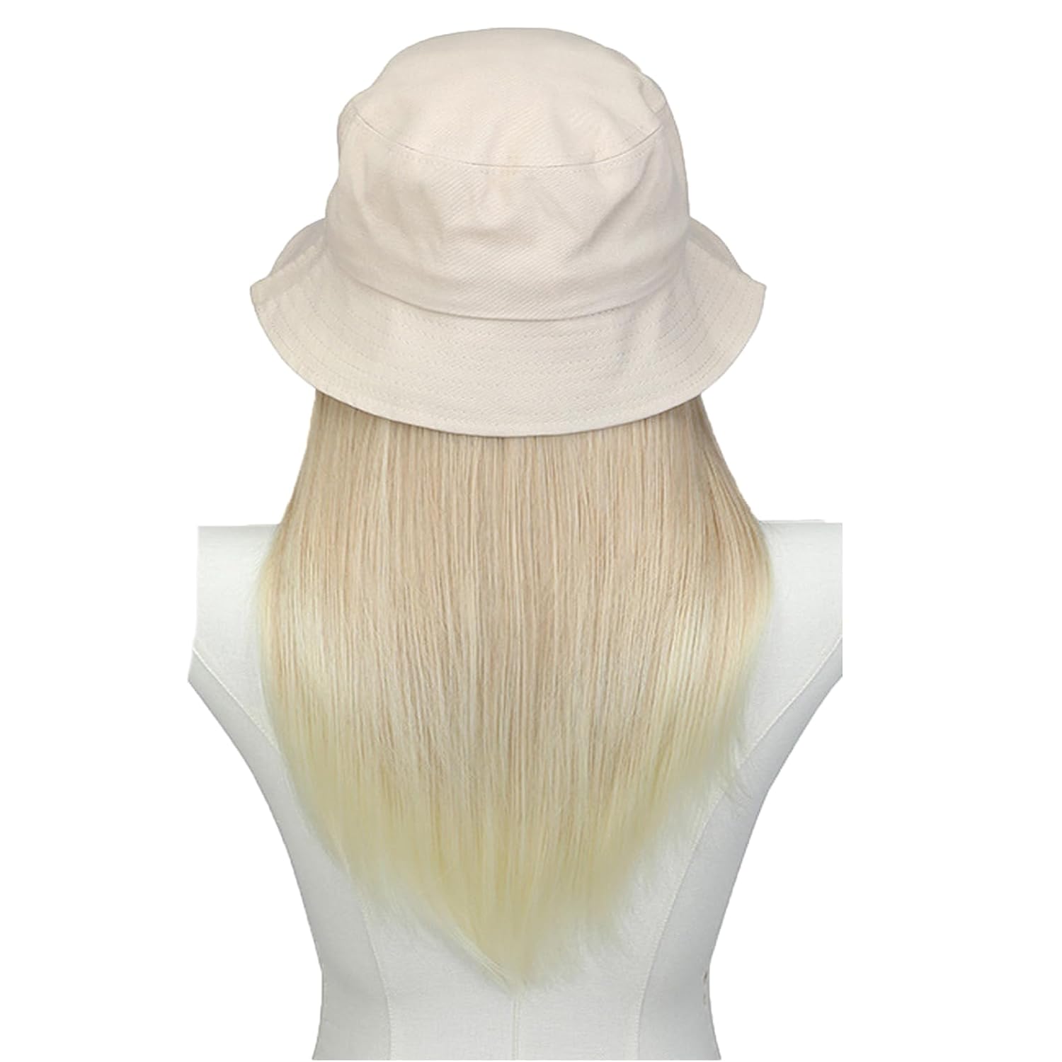 Detachable hat wig women’s beach fisherman hat long straight hair wig golden wig sun hat wig gradient platinum wig Detachable hat wig women’s beach fisherman hat long straight hair wig golden wig sun hat wig gradient platinum wig