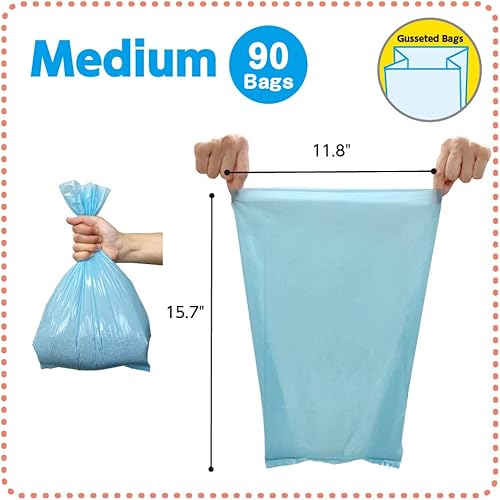 Vista 10 de BOS Amazing Odor Sealing Cat - Bolsas de eliminación de desechos para gatos, duraderas y sin perfume [Tamaño: M, color: azul claro]