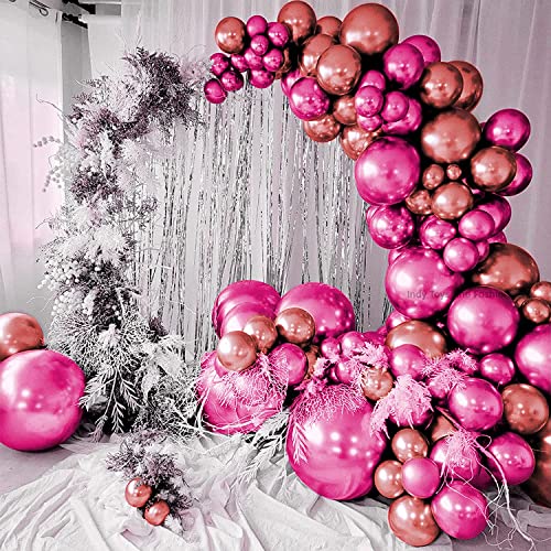 Image of Just Party 25Pcs Rose Gold & 25Pcs Pink Metallic Chrome Balloons with Shiny Surface For Birthdays /Anniversary /Engagement /Baby Shower /bachelorette Party Decorations (Pack of 50)
