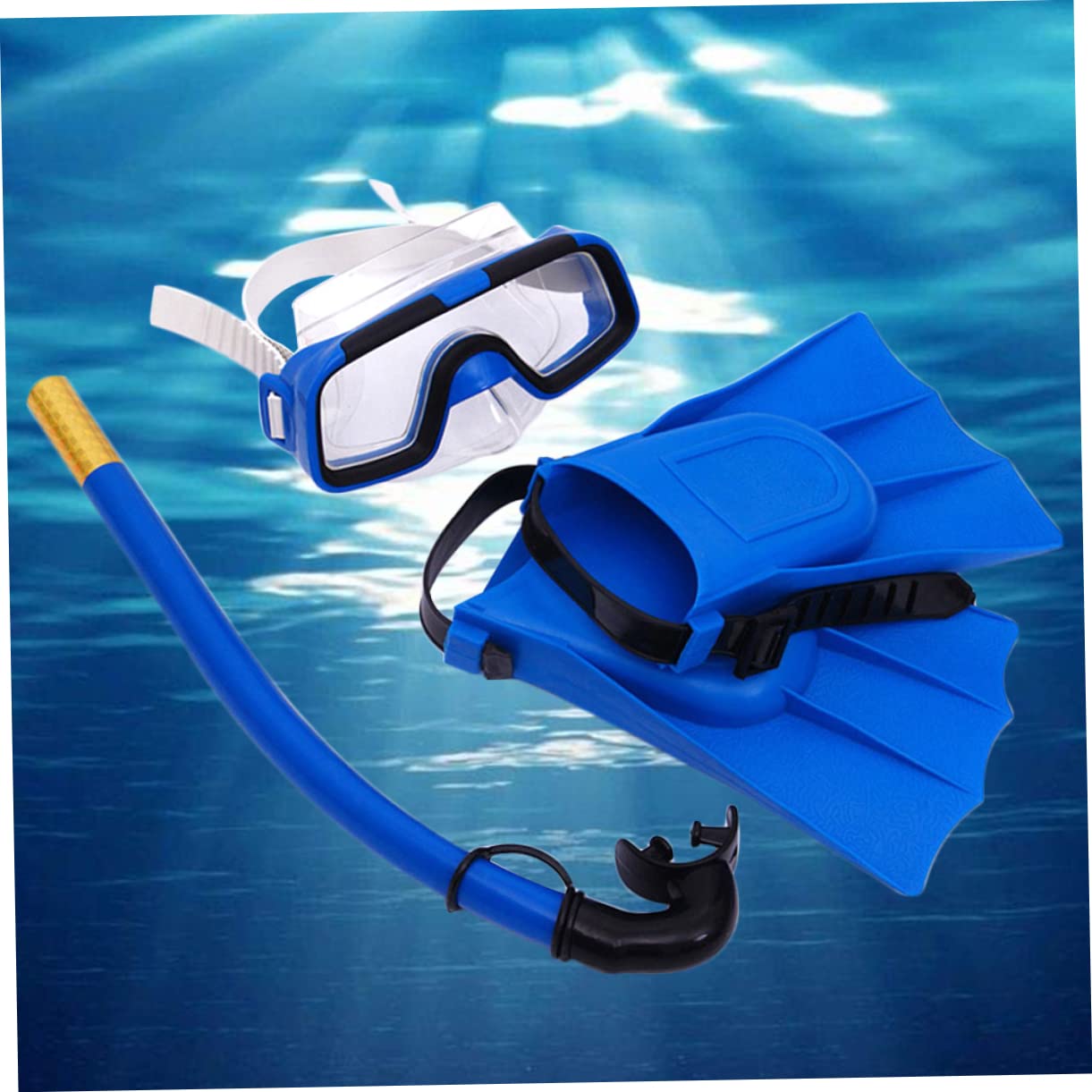 Toddmomy Diving Glasses Scuba Snorkeling Set with Flippers Comfortable Underwater Diving Mask Breathing Tube for Outdoor Water Activities Blue