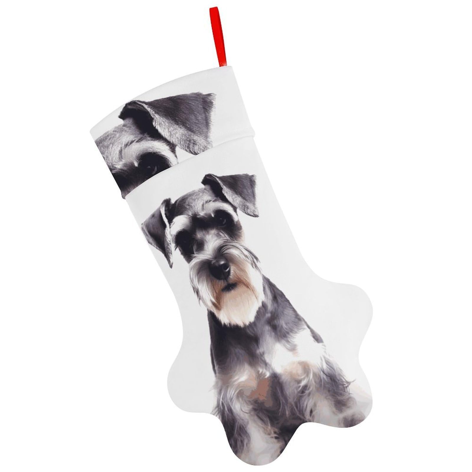 Well-Behaved Schnauzer Christmas Stocking Soft Comfortable Christma Sornaments Stocking Cute All-Printed Dog-Paw Stockings for Xmas Eve Party Fireplace Tree Gift Decoration