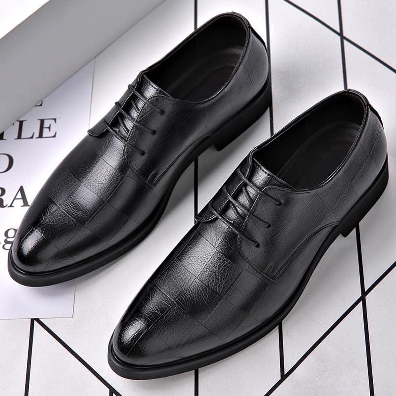 Men's Leather Oxford Shoes Men Pointed Toe Low Top Block Wedding Business Formal Derby Shoes4