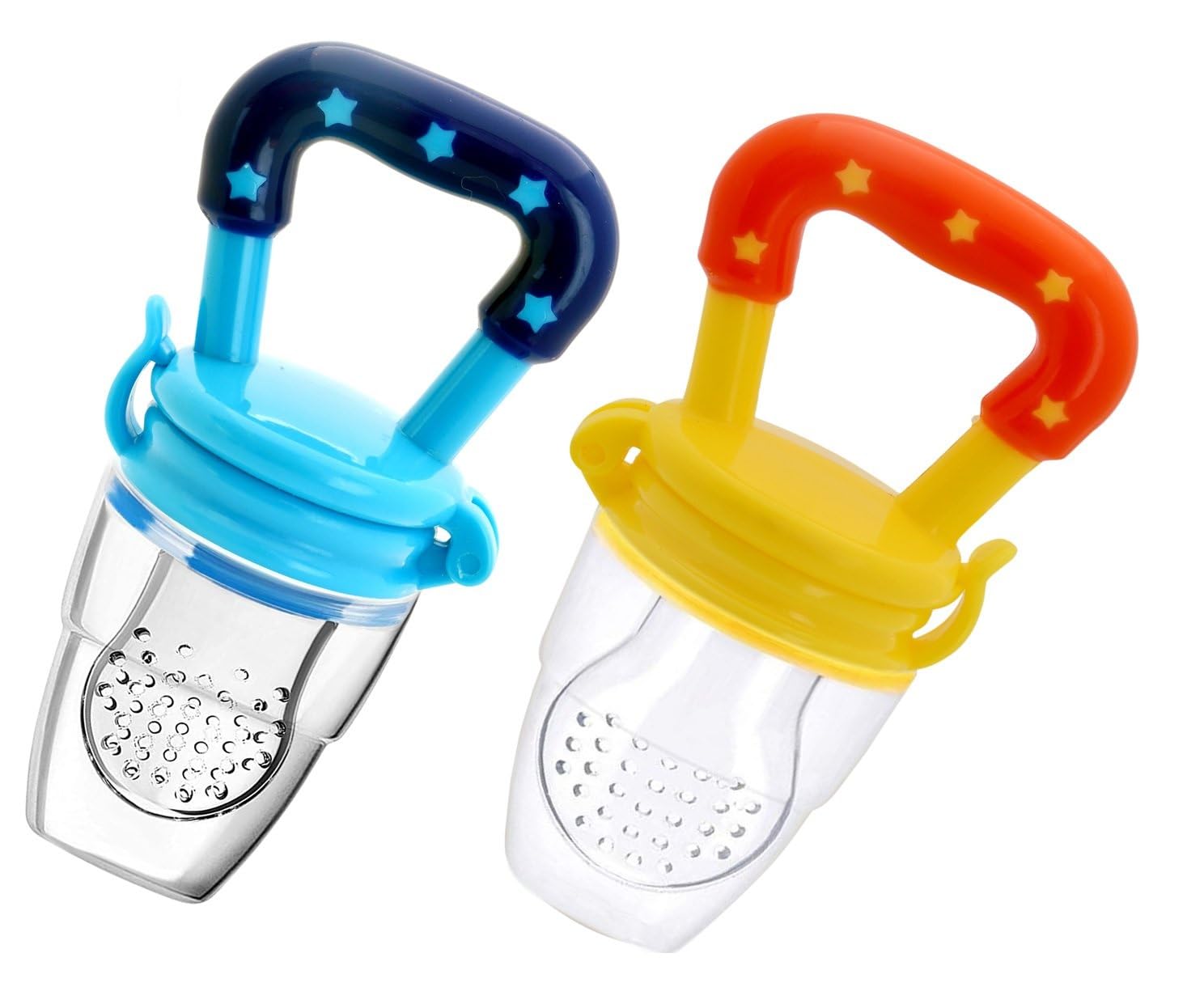 Naughty Baby Silicone Food/Fruit Nibbler, Baby Food and Fruit Feeder Combo Pack, BPA Free, (BlueYellow)-picture-13
