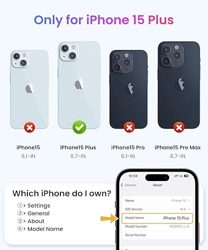 Miniatura 7 de Danmus Funda para iPhone 15 Plus compatible con MagSafe protección militar contra caídas de 12 pies Funda magnética con soporte de anillo de 360