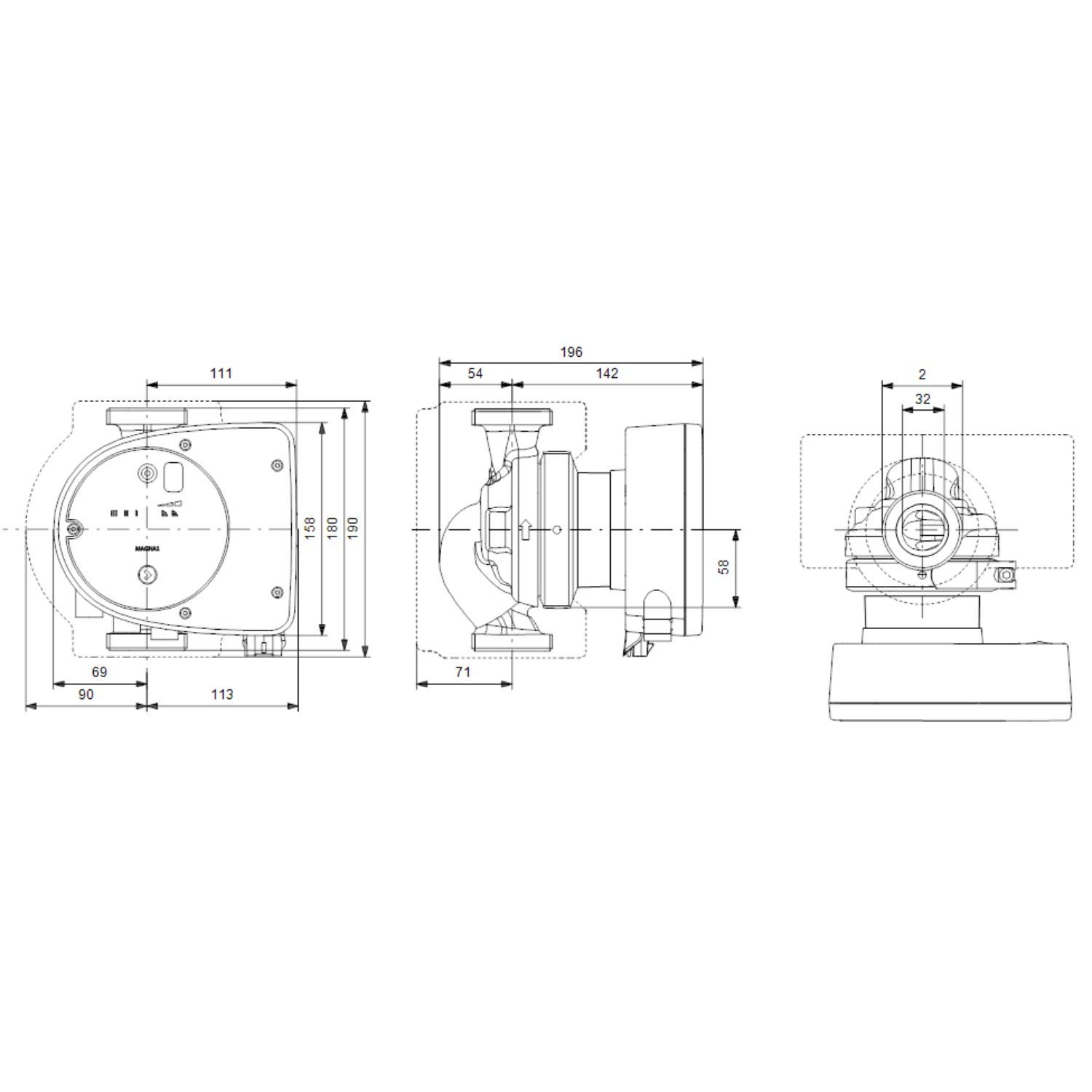 GRU BOMBA MAGNA1 32-80 PN10 1X230V 180MM 2
