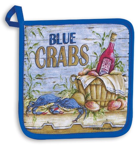 Kay Dee Designs Cotton Potholder, 8-Inch by 8-Inch, Blue Crabs