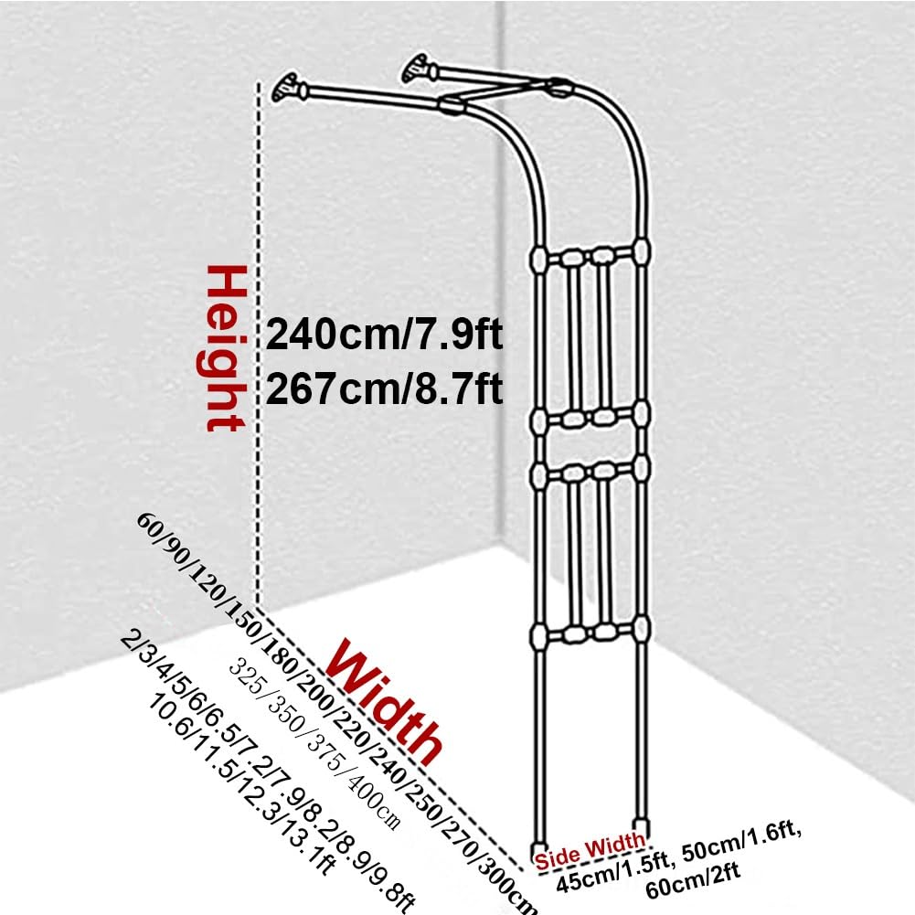 Treillis en métal résistant aux intempéries pour plantes grimpantes, 3 x 2,4 m, 1,8 x 2,4 n, 0,6 x 2,4 m, 3,5 x 2,67 m, décoration extérieure (blanc, 275 x 267 x 60 cm)