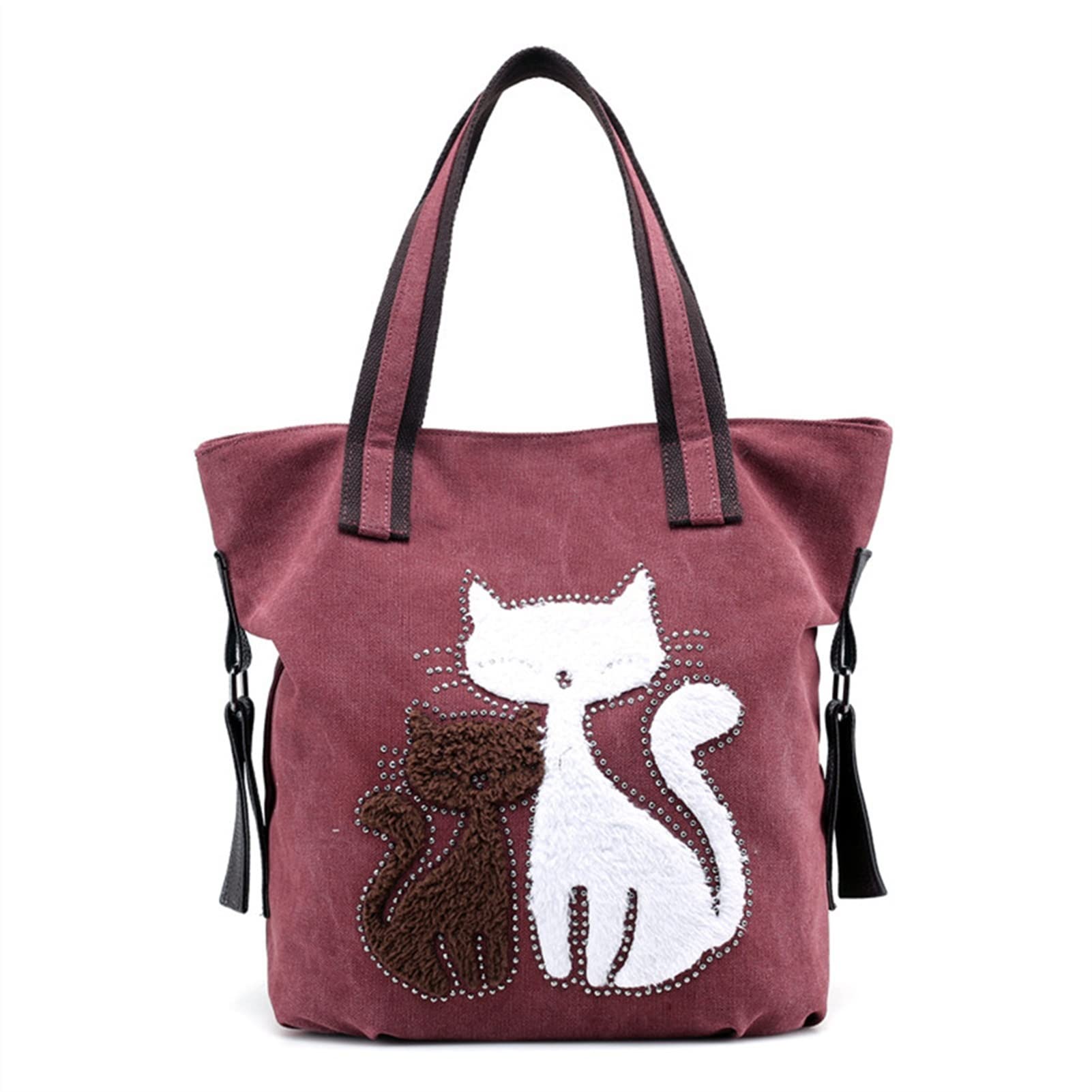 Sac cabas pour femme tote sac à main en toile avec chat