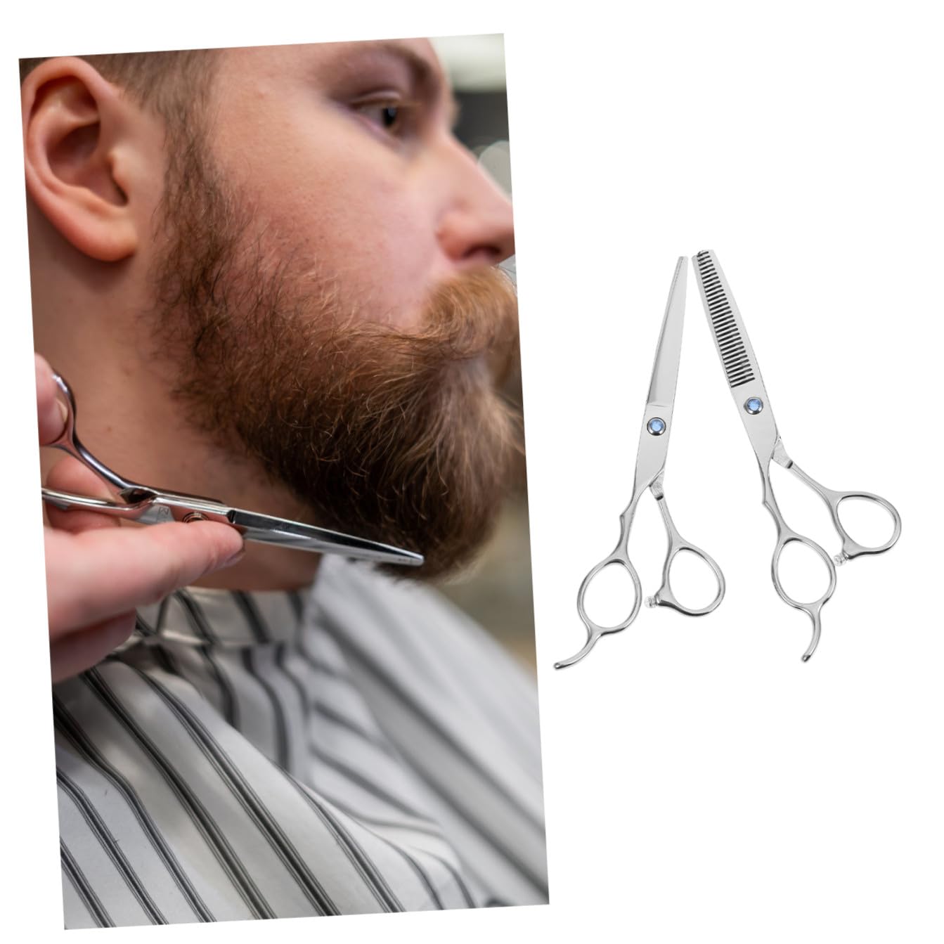 Healeved Ciseaux de Coiffure Argenté 2 Pièces en Acier Inoxydable Ensemble Professionnel Poignée Créative Anti-accroche pour Gauchers pour Usage Amateur et Professionnel