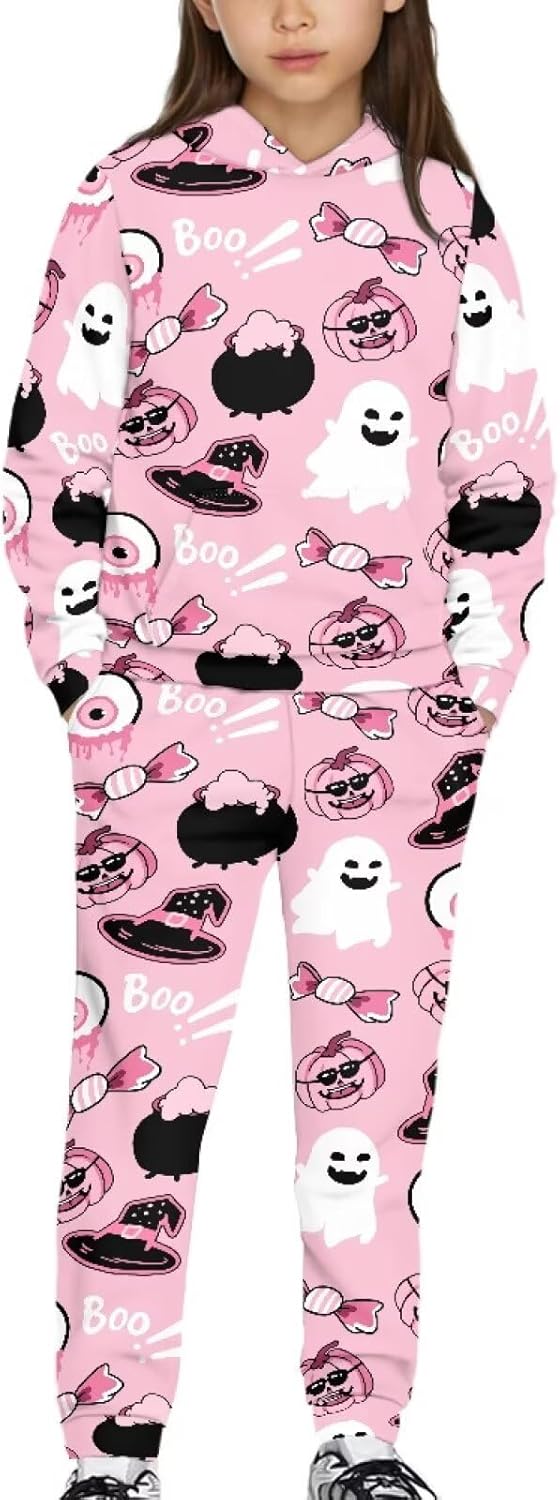 Girls 2 Piece Outfits Set Long Sleeve Hoodies and Sweatpants Kids Girls Sweatshirt Size 7-14Y Fall Winter Clothes