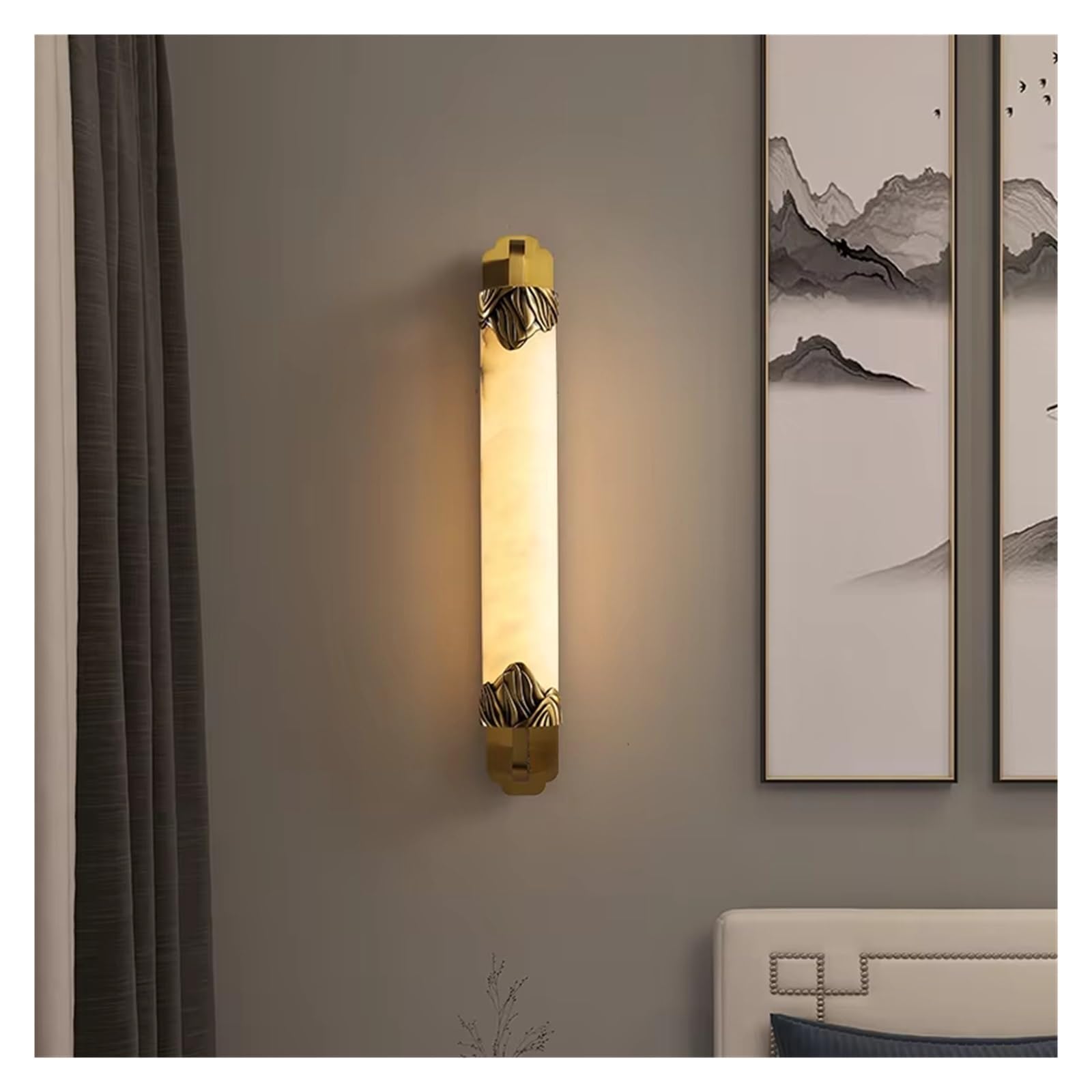 JKJZSALJ Brass Wall Light Led Modern Luxury Marble Sconces Fixture Indoor Decor For Home Bedroom Living Room Corridor,Lighting For Bedroom,Dimmable,Warm Light