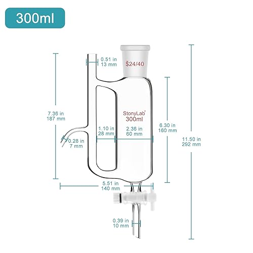 Vista 36 de stonylab Separador receptor de aceite de agua con suministro de laboratorio 24/40, 8.5 fl oz
