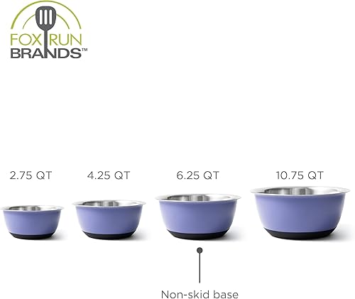 Miniatura 7 de Fox Run Cuenco para mezclar de acero inoxidable morado, capacidad de 10.75 cuartos de galón