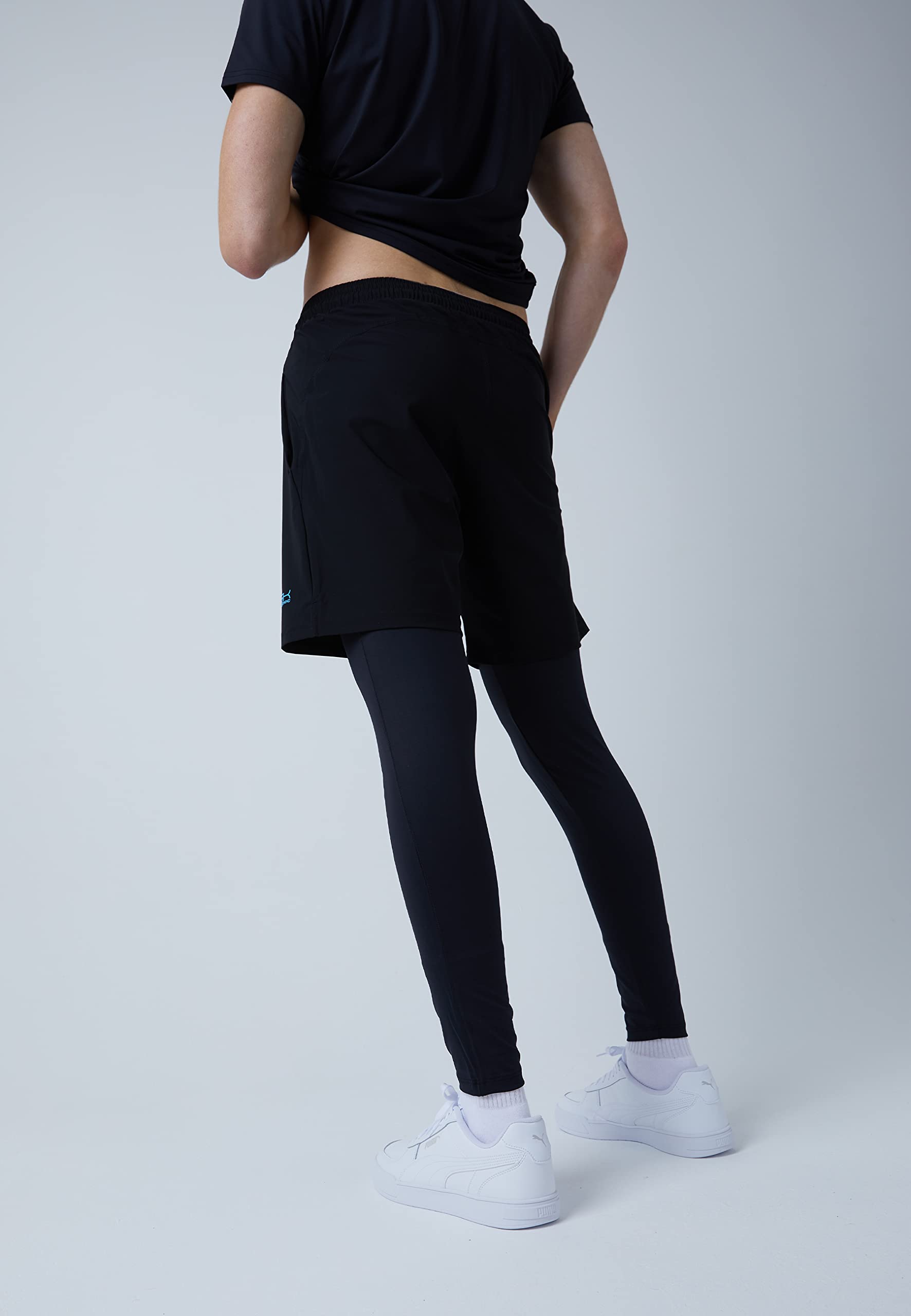 Sportkind Jungen & Herren 2-in-1 Shorts mit Leggings, Laufhose mit Taschen, atmungsaktiv, UV-Schutz, Padel, Tennis