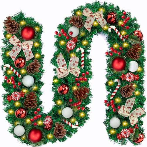 FAMKEEP Weihnachtsgirlande,2.7M Tannengirlande künstlich mit 50 LED...