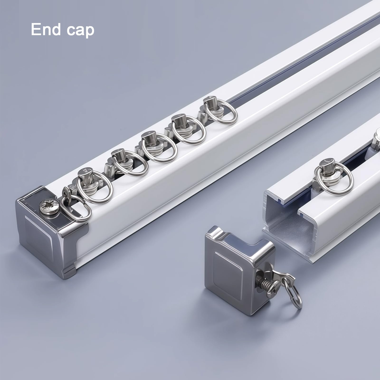 Rail de Rideau de Plafond en Aluminium Roulettes Silencieuses,pour Fenêtres (5.5m)