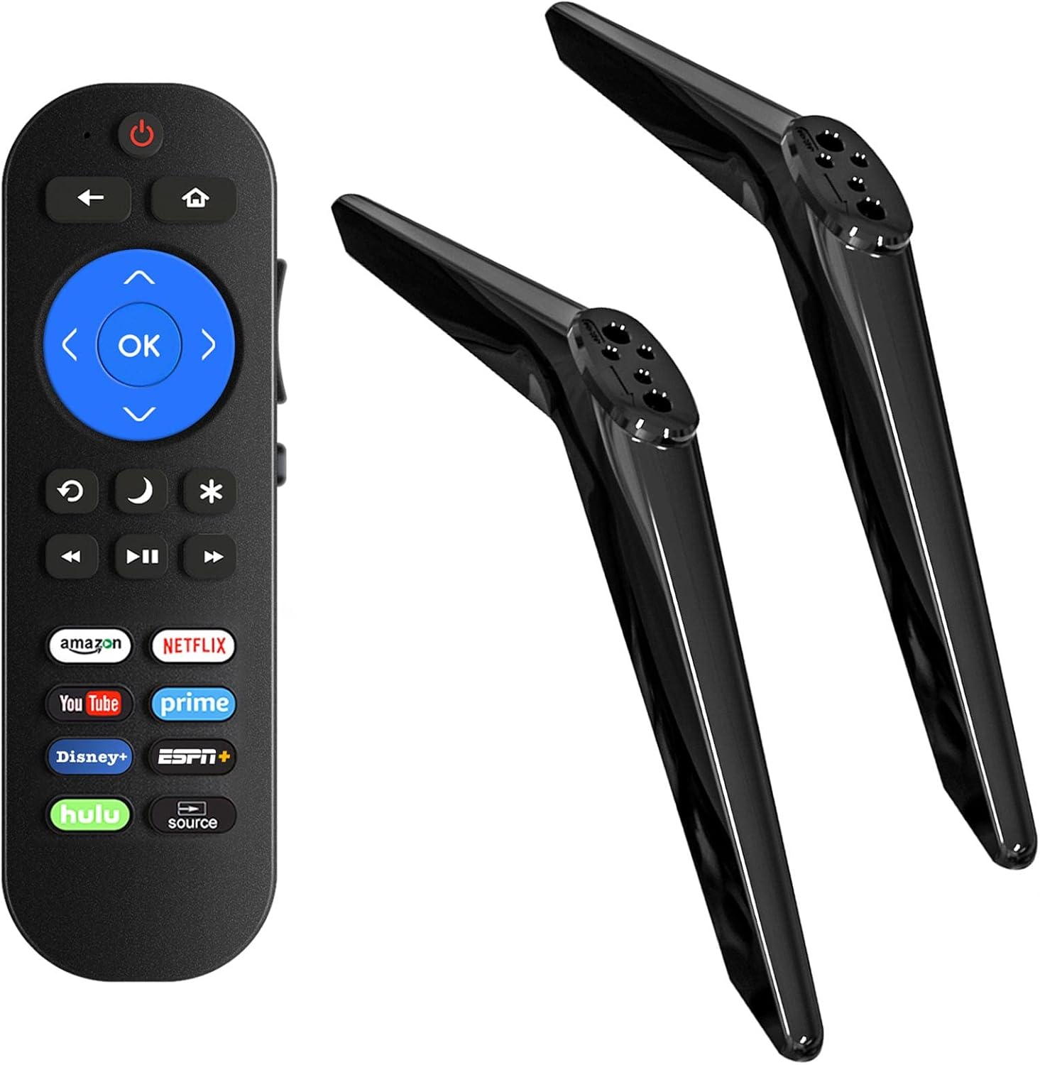 Buy TV Base Stand and Remote Control for All TCL Roku TV, TV Stand Legs