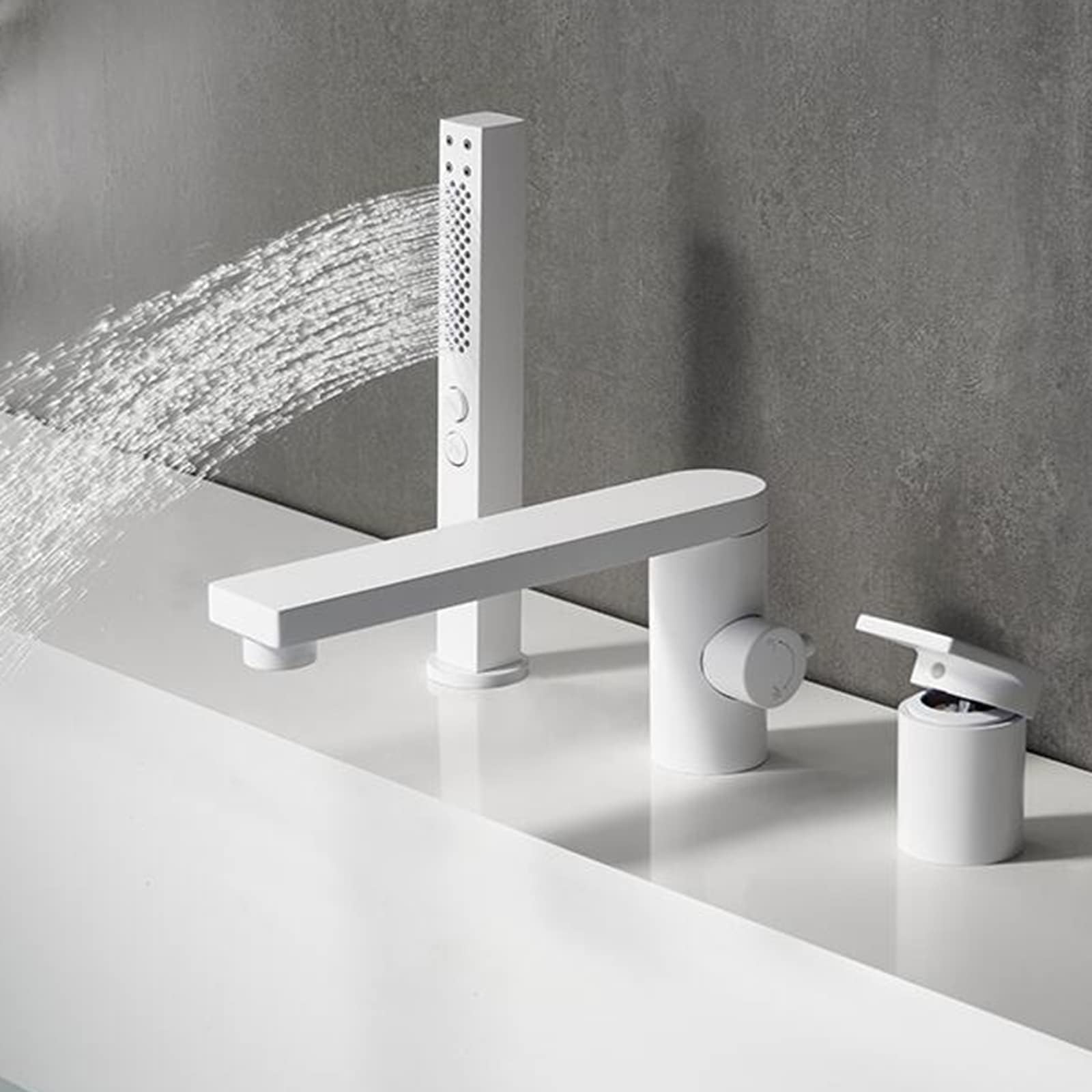 Bath Mixer Taps with Shower Brass 3 Piece Set Hot and Cold Water Multifunction Shower Mixer Tap Set for Bathtub White Learned extensively