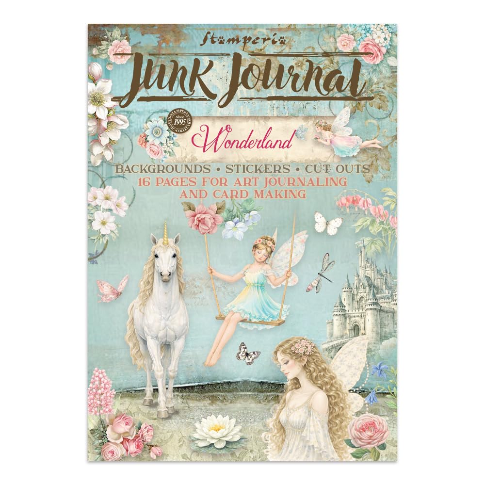 Stamperia A4 Junk Journal Stickers, Cut-outs & Backgrounds - Wonderland SBJK21