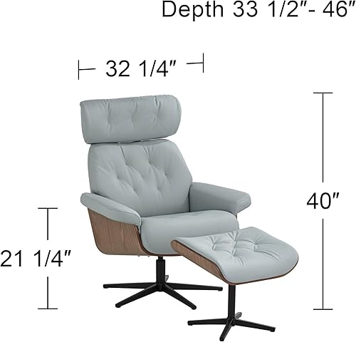 Miniatura 2 de Benchmaster Sillón reclinable y otomano giratorio ajustable color azul cielo Melia