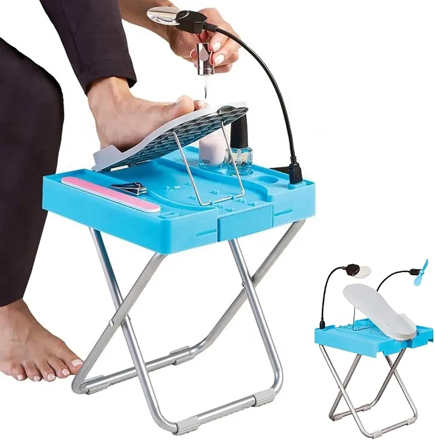 Pedicure Foot Rest, Salon Step Footrest Pedicure Assistant Stand Kit with LED