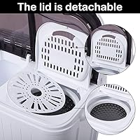 Vista 8 de Lavadora portátil, lavadora de doble tina de 14.3 libras, mini máquina de lavandería compacta con bomba de drenaje, lavadora semiautomática