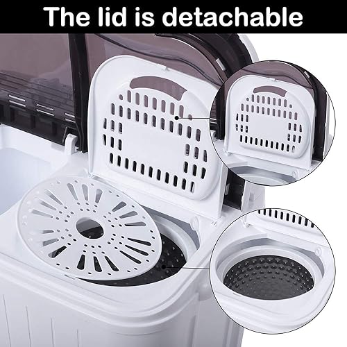 Miniatura 4 de Estándar americano XPB35-ZK35 14.3Lbs lavadora 110V 110V, 360W doble cubo plástico gris cubierta semiautomática