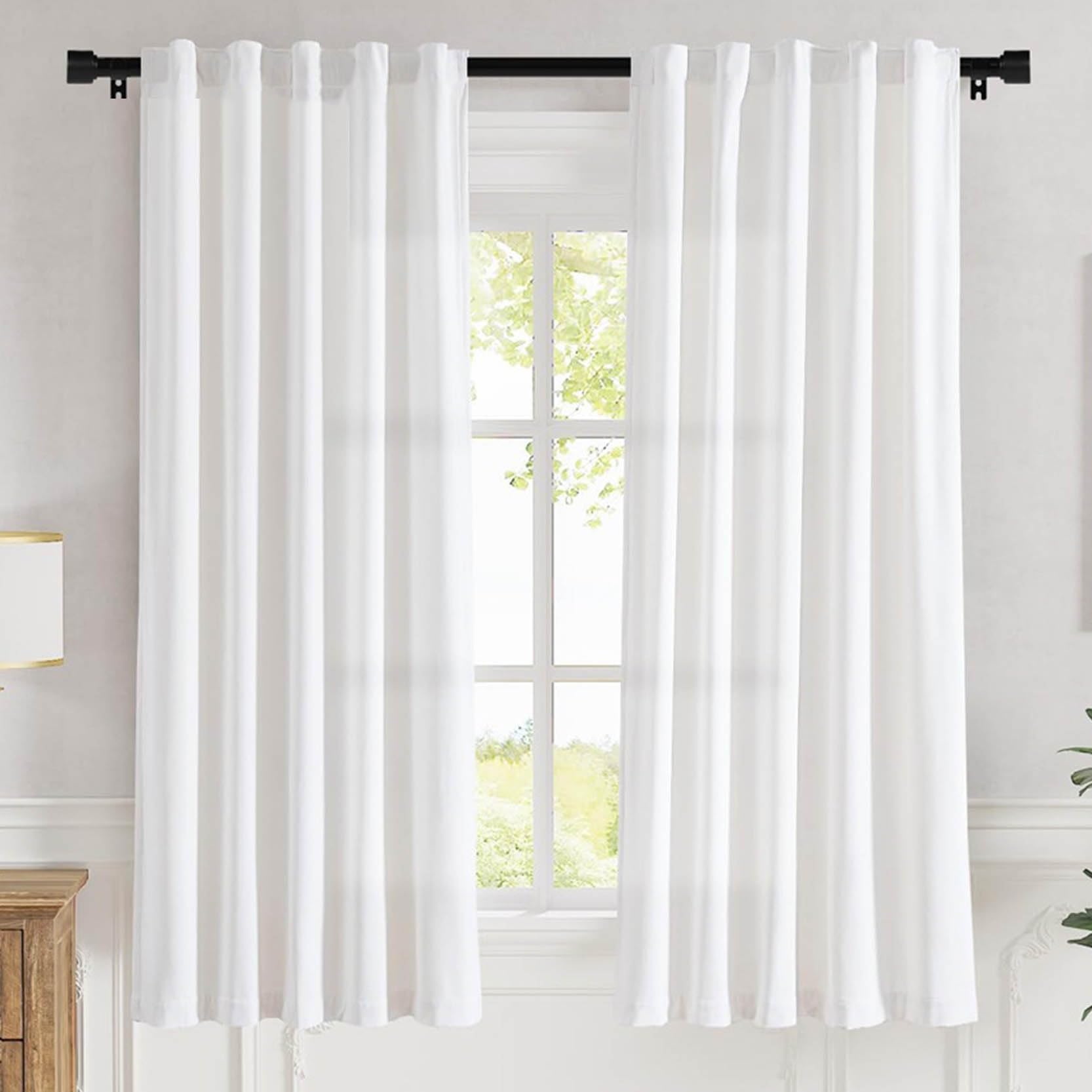 Schwarze Gardinenstangen, Verdunkelungs Gardinenstange für Schlafzimmer, Spleißen Fenstervorhangstangen, Kleiderstange für Wohnzimmer, Dekorative Einzelstange mit Endstück(Size:28-48in)