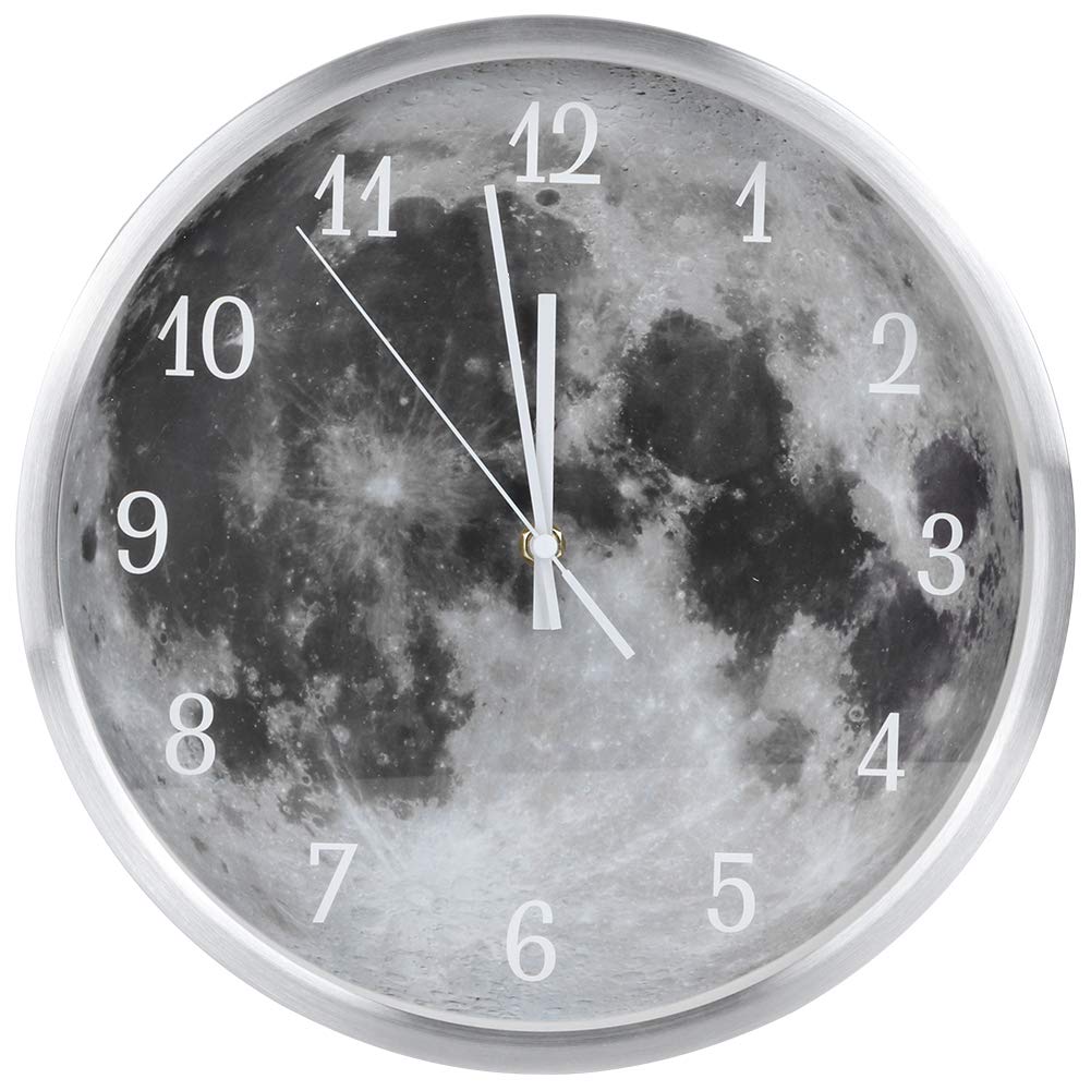 Atyhao Wall Clock Round Moon Luminous Wall Clock Creativity Glowing Wall Clock Geekcook Led Circular Silver for Wall Clock Clock Clock Home Circle Room Clock Wall Clocks