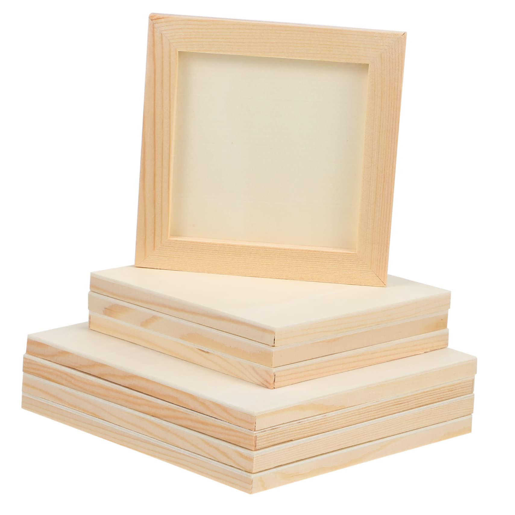 Happyyami 8 Pcs Wooden Picture Frames Square Craft Frames Diy Photo Frames for Crafts Thick Craft Frames