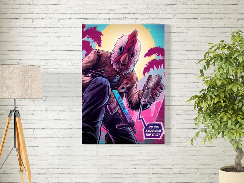 bpa Hotline Miami 80s gaming Wall Art for Decoration easy to hang, 90x60cm, 1Pcs