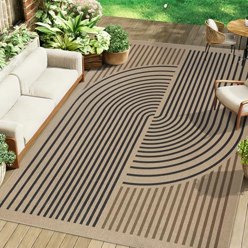 Famibay Tapis Exterieur 160x230cm Tapis Exterieur Terrasse Antidérapant Lavable Grand Carpet Intérieur & Extérieur pour Salon Terrasse Balcon Jardin Jute...