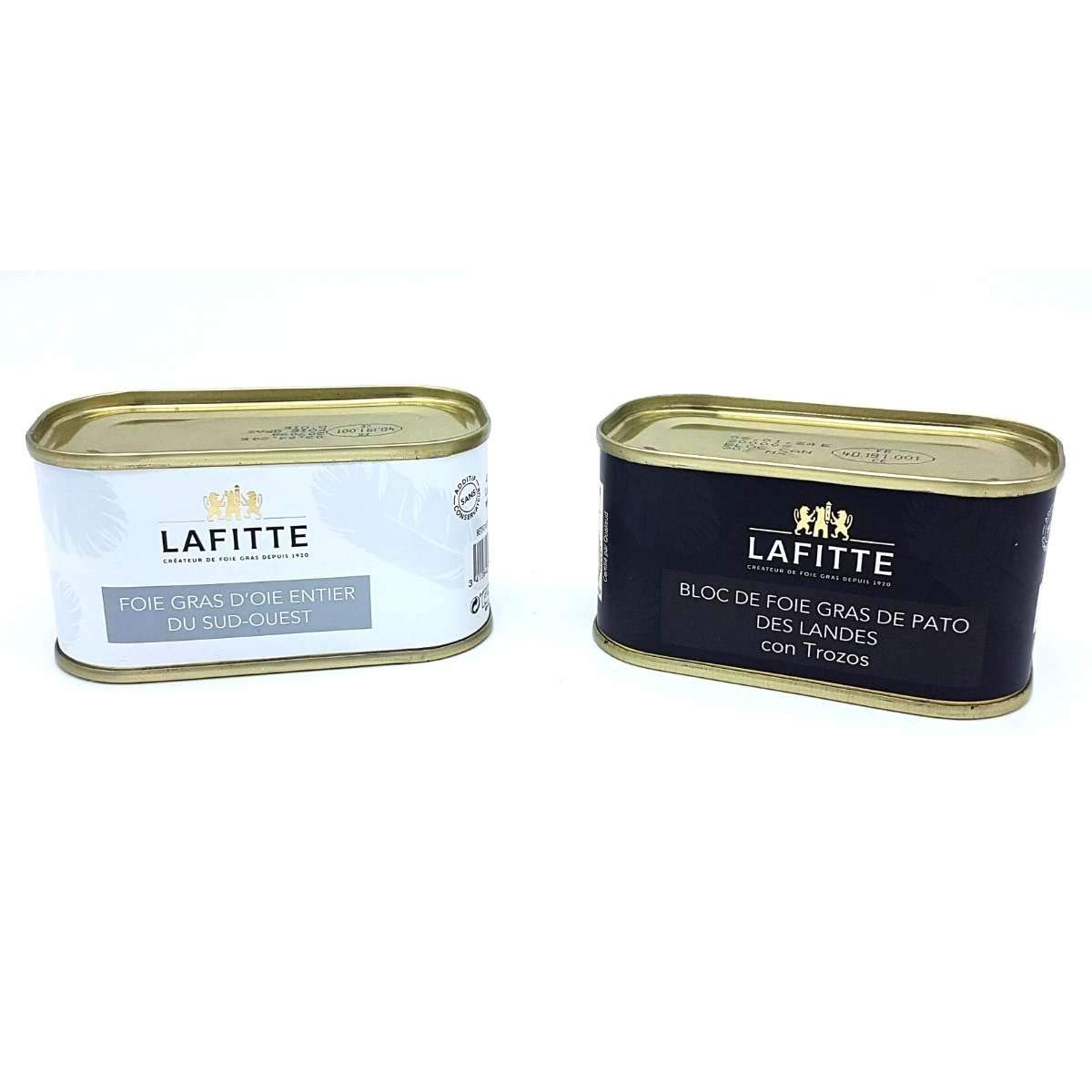 Foie Gras Lafitte Lote Exclusivo Foie Gras de Oca + Bloc de Foie Gras de Pato con trozos - Sin conservantes ni aditivos. Disfruta del auténtico sabor