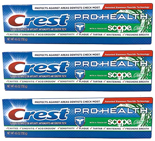 Crest Pro-Health with a Touch of Scope Whitening Toothpaste, 4.6 oz (Pack of 3) - Packaging May Vary