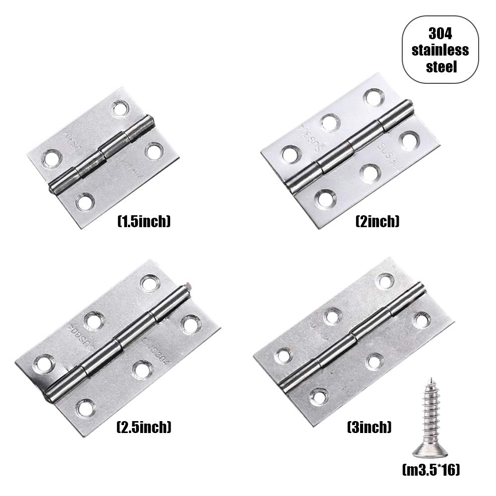 Edelstahl Scharniere - Türscharniere Klappscharnier Schublade Scharniere Schrankscharnier mit Passende Befestigungsschrauben, Silber, 2.5 Zoll(55 * 34 * 1.0mm) - 24pcs