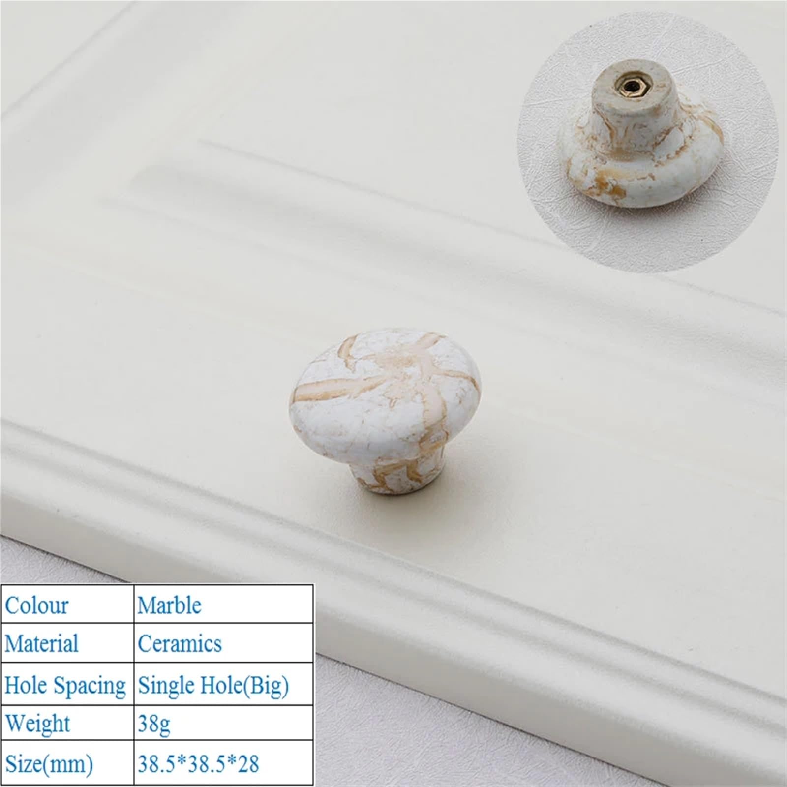 DFLPBHAV Ceramic Door Handles Crack Kitchen Cabinet Handles Door Knobs Zinc Alloy Furniture Drawer Push Pull Handles 1Pcs(6032-Big)