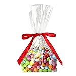 Morepack Gusseted Cellophane Bags, 50Pcs 4x4x10 Inches Flat Bottom Cellophane Treat Bags Gusseted with Paper Insert
