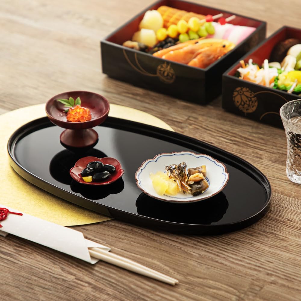 Amazon.co.jp: アンドエヌイー(&NE) 越前塗り 小判型 おぼん ハレとケ 