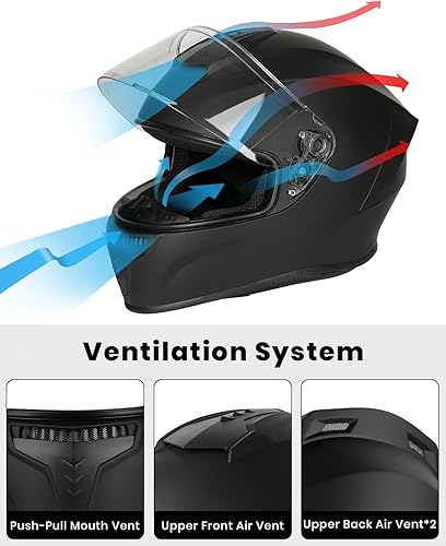 Miniatura 6 de Favoto Motorcycle Full Face Helmet DOT Approved, Lightweight ABS Shell, Anti-Fog Film Included, Flip-Up Street Bike Helmet with Aerodynamic Design