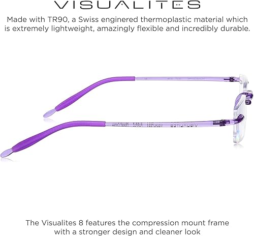 Miniatura 3 de Visualites 8 Lightweight Rimless Rectangle Reading Glasses For Women and Men