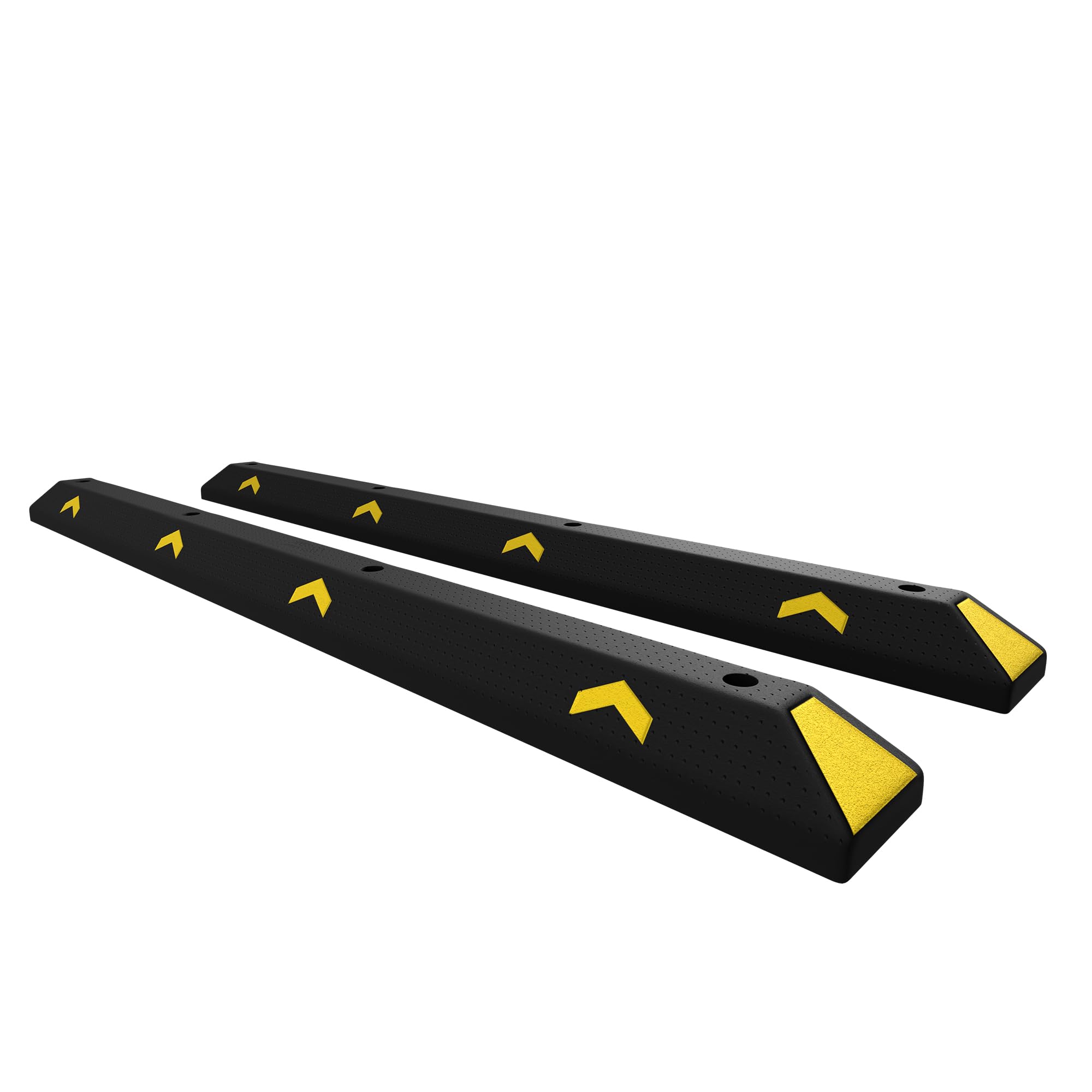 Berry Heavy Duty Wheel Stopper 183CM | Recycled PVC Parking Curb with Yellow Reflectors | 73Inch Black Car Wheel Stop Block | Parking Kerb for Garage, Driveway & Parking Areas - Sef of 2