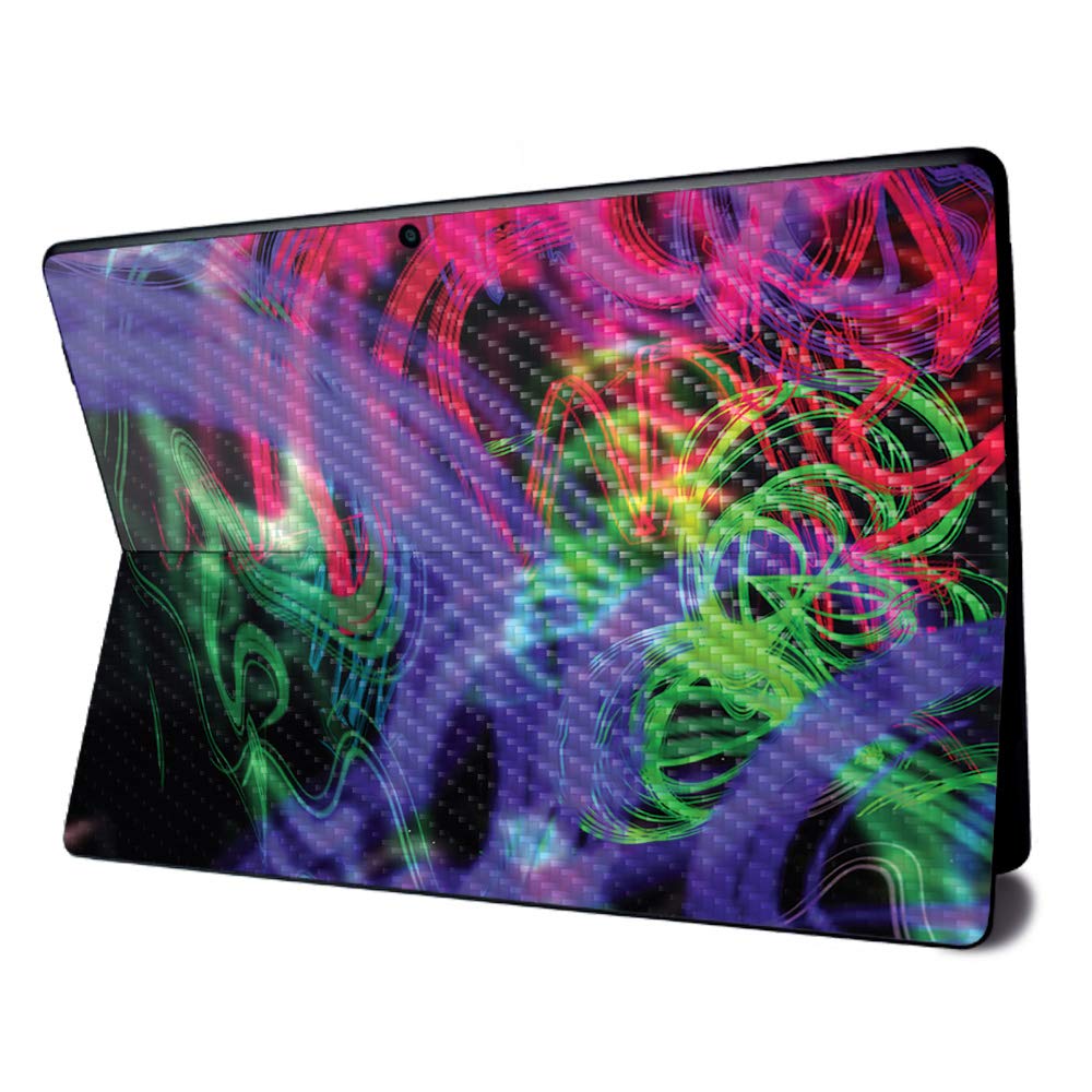 MightySkins Carbon Fiber Skin for Microsoft Surface Pro X - Neon Splatter | Textured Carbon Fiber Finish | Easy to Apply, Remove, and Change Styles | Made in The USA