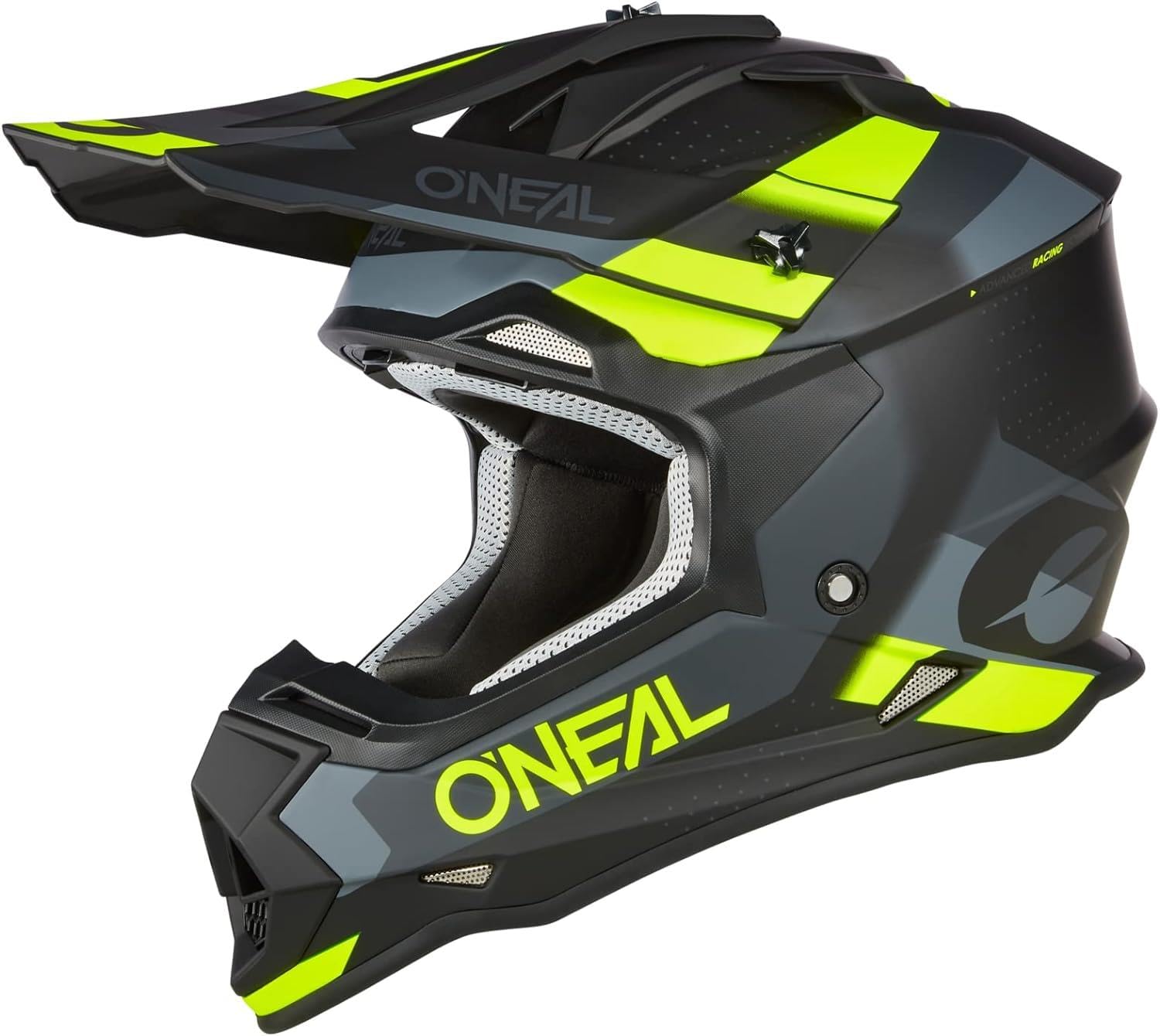 O'NEAL Motocross-/MX Enduro Helm – ABS-Schale, Belüftung, Größe XL, Schwarz/Grau Neongelb, SPYDE V.23 (Erwachsene)