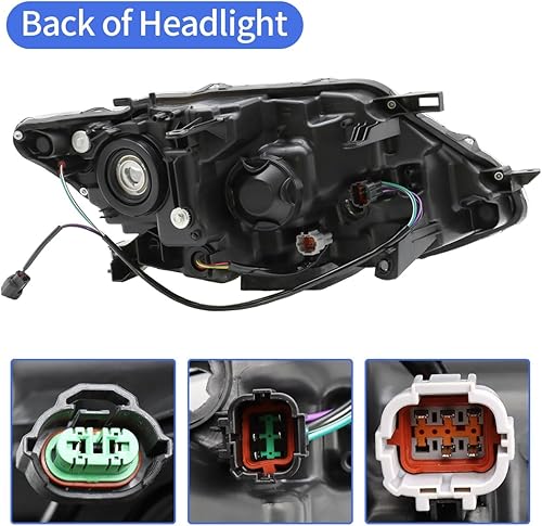 Miniatura 3 de Sunhua Conjunto de faros delanteros con LED DRL para Nissan Rogue 2014-2016, par de faros delanteros halógenos para el lado del conductor y el
