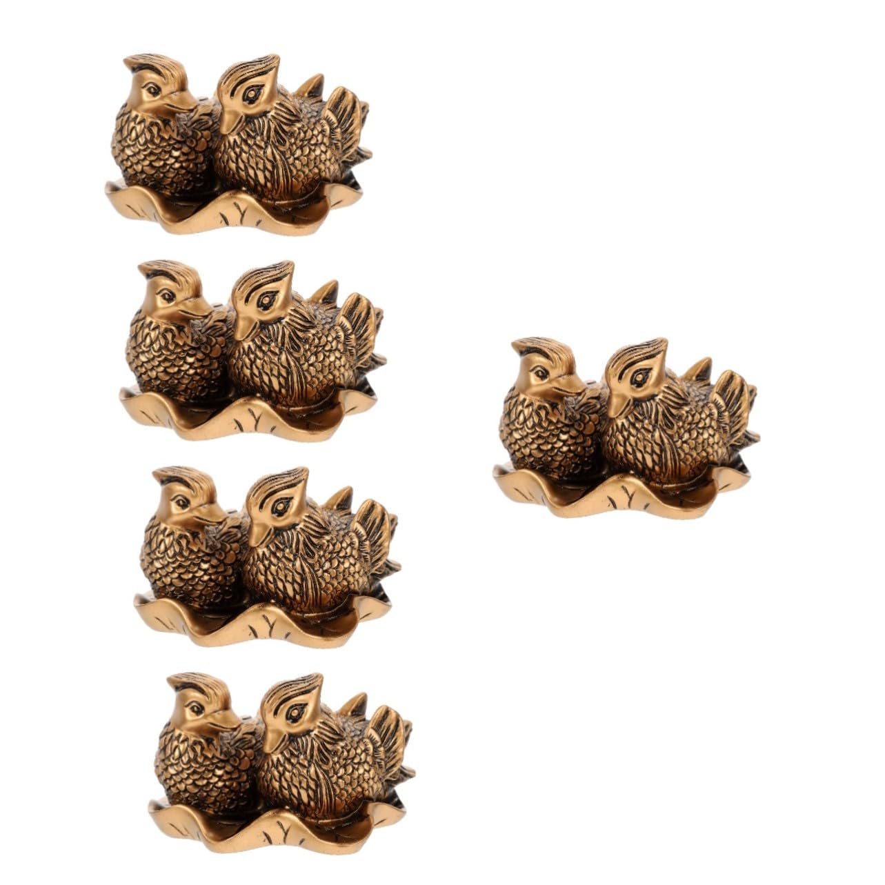 VICASKY 5 Stück Mandarinenente Figur aus Sicherem Resin Romantische Hochzeitsdeko und für Brautpaar Langlebige Skulptur mit Liebe Vögel Motiv Leicht und Vielseitig für Zuhause und Büro